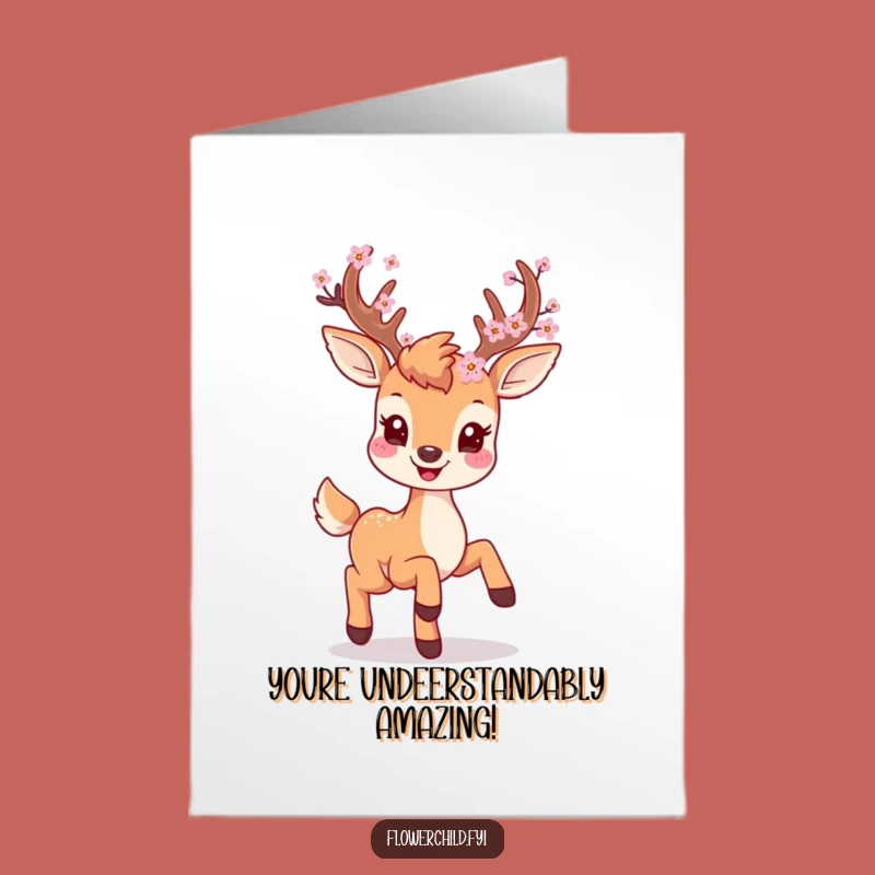 Delightful Free Printable Congrats Card: Deer's Blooming Success - Funny Downloadable Gift!