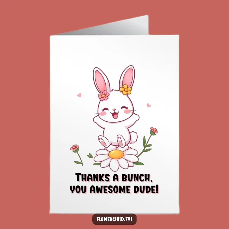 Free Printable Bunny Thank You Card: Flower Bunny Gratitude! Hilarious Downloadable Gift.