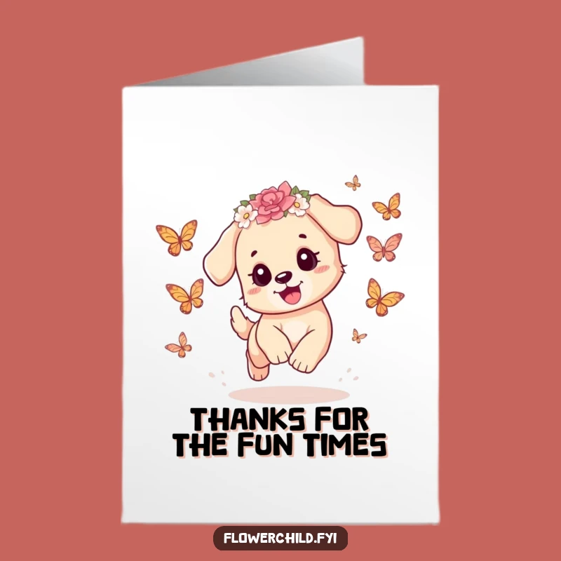 Free Printable Puppy Thank You Card: Butterfly Chase for a Sweet Downloadable Gift