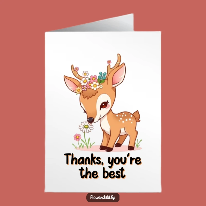 Free Printable Thank You Card: Deer Thanks Nature, Gentle Downloadable Gift