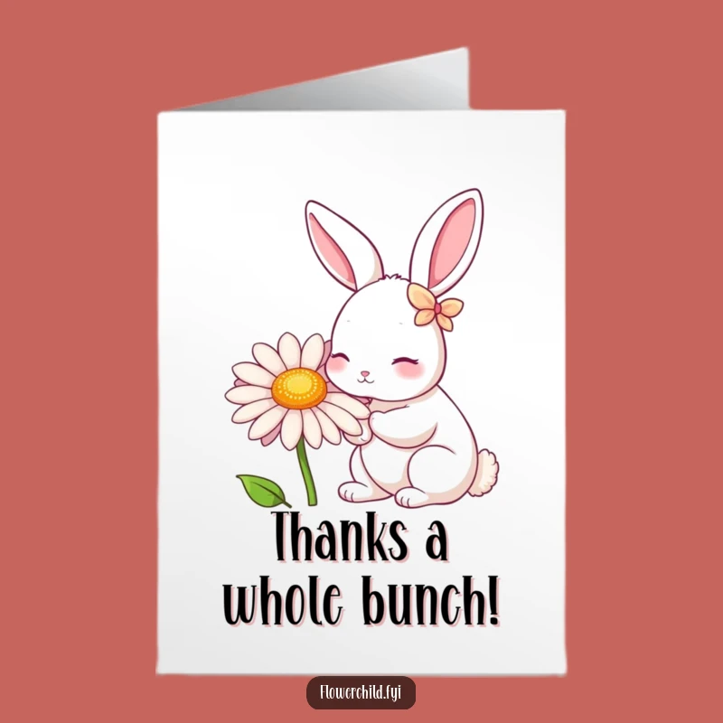 Free Printable Thank You Card: Funny Rabbit Daisy Nibble, Nature's Gratitude Downloadable Gift