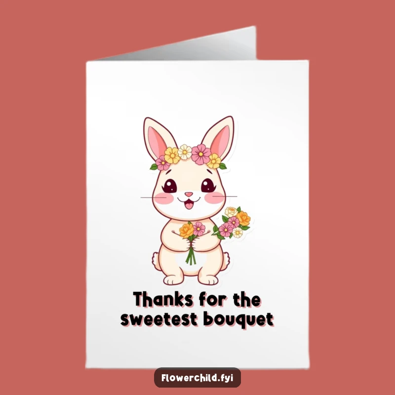 Free Printable Thank You Card: Happy Rabbit Flower Crown, Easy Print