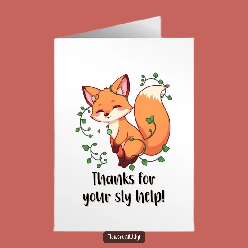 Free Printable Thank You Card: Playful Fox Twirling - Funny Downloadable Gift
