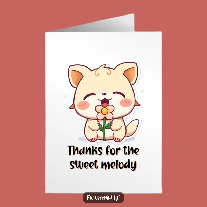 Free Printable Thank You Card: Singing Animal Flower Tune Funny Downloadable Gift