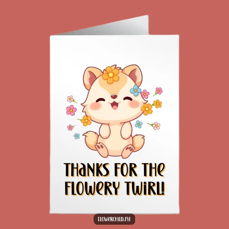 Free Printable Thank You Card: Spinning Flowery Animal, Grateful, Downloadable