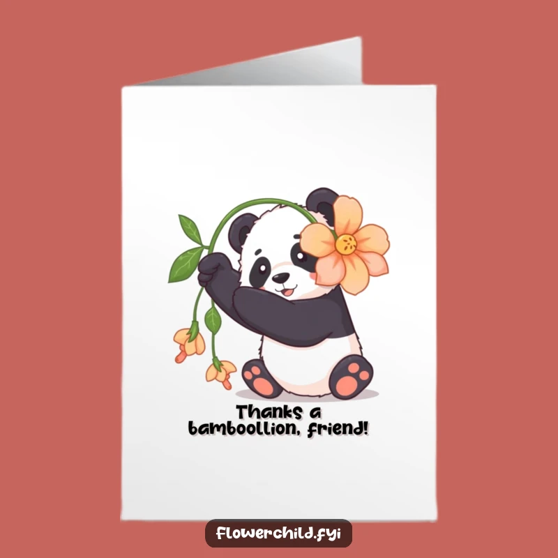 Free Printable Thank You Card: Cute Panda Flower Design, Huggable Downloadable Gift