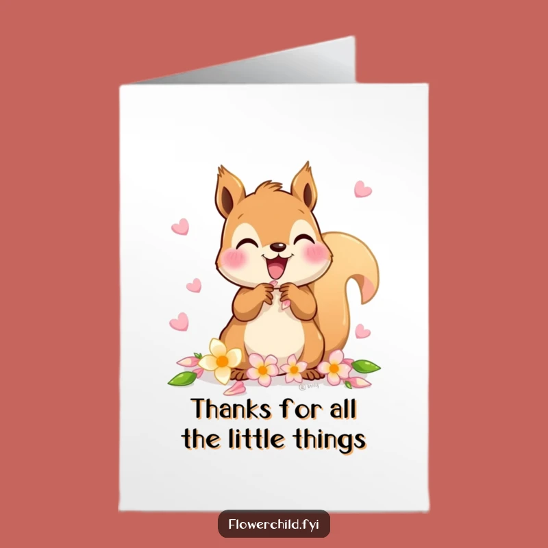 Free Printable Thank You Card: Squirrel Petals, Easy Print