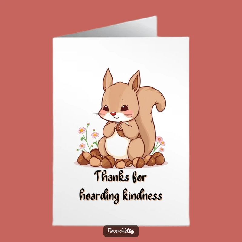 Free Printable Squirrel Thank You Card: Acorn Hoarder Funny Downloadable Gift