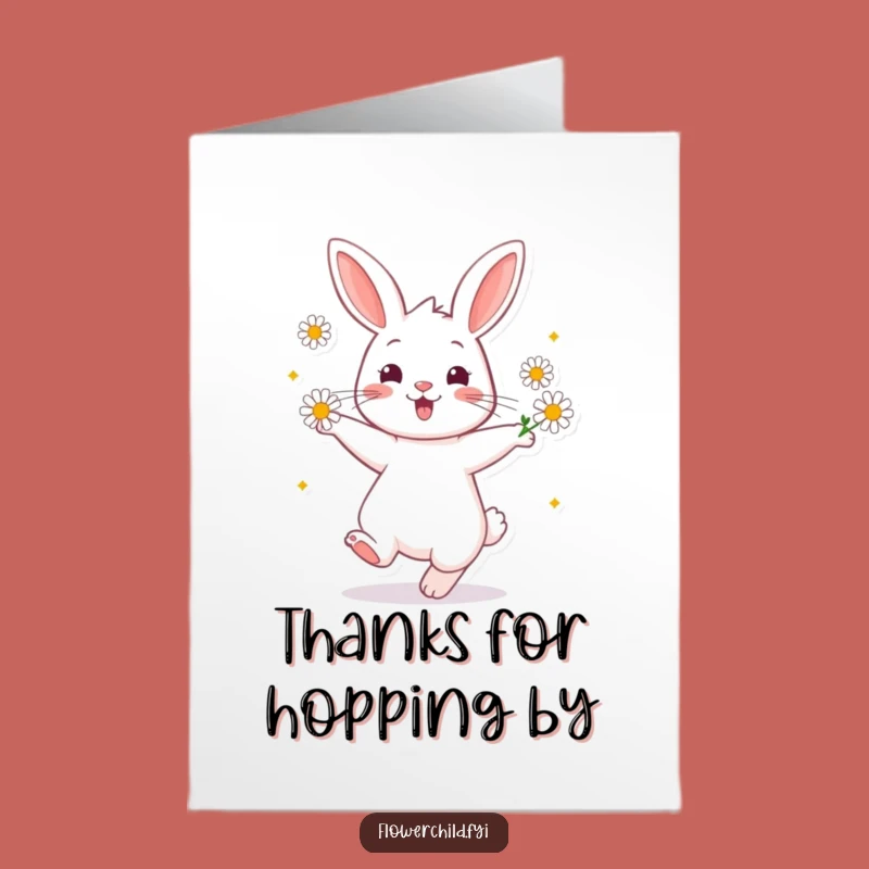 Free Printable Thank You Card: Rabbit's Daisy Gratitude Twirl Funny Downloadable Gift