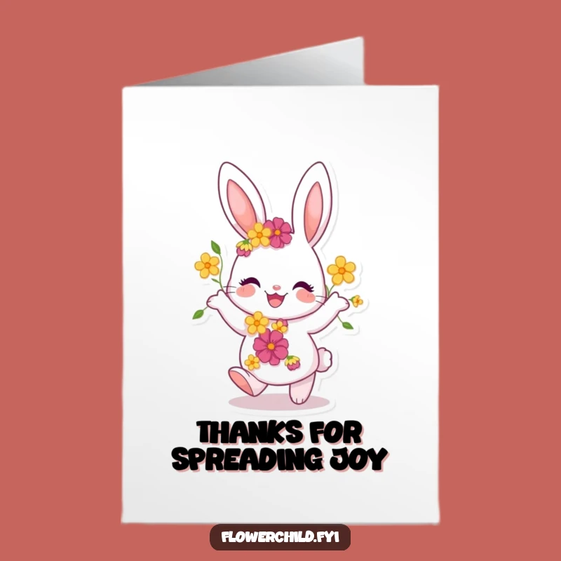 Free Printable Bunny Thank You Card: Blooming Dance for a Sweet Downloadable Gift