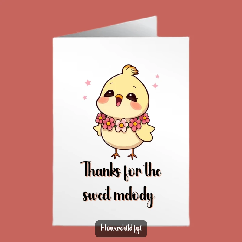 Free Printable Thank You Card: Singing Bird Garland - Funny Downloadable Note