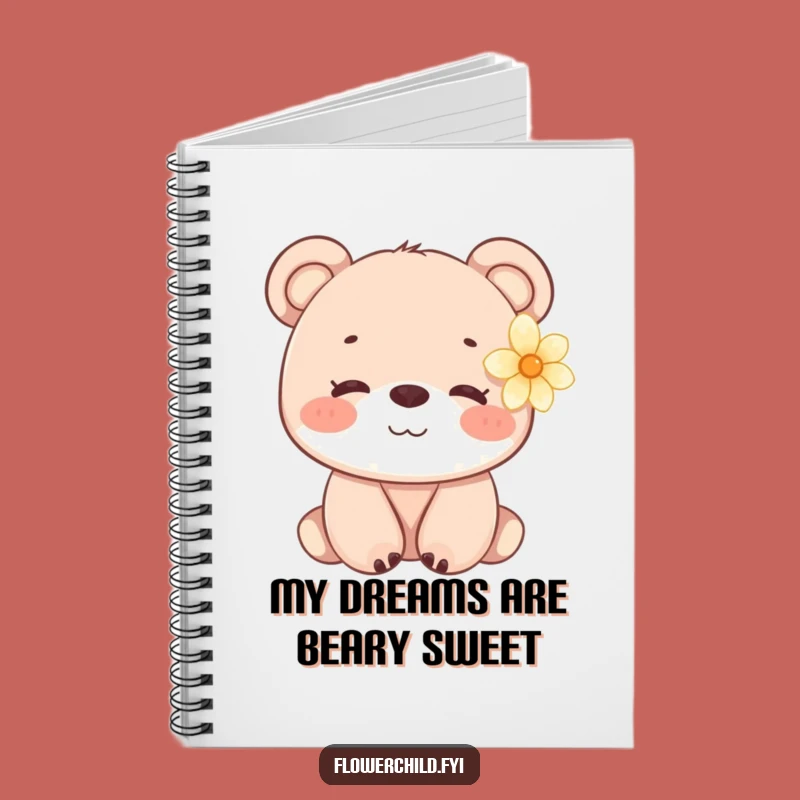 Funny Bear Cub Flower Notebook - Gentle & Creative Journal Gift