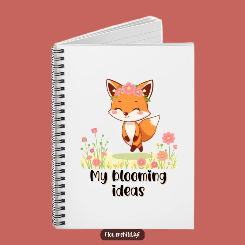 Funny Fox Flower Crown Notebook: Cheerful Meadow Skipper Journal, Perfect Funny Gift for Writers