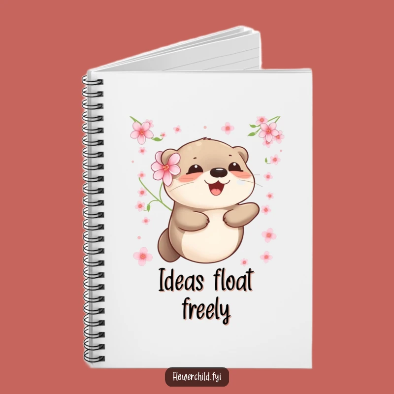 Funny Otter Notebook: Cute Floating Otter with Flower Journal Gift