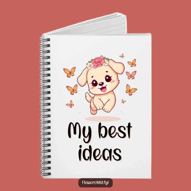 Funny Playful Puppy Butterfly Notebook: Capture Joyful Thoughts