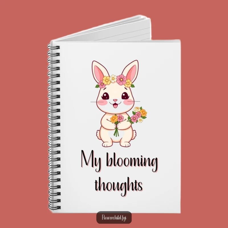 Funny Rabbit Flower Notebook: Jot Down Happy Thoughts - A Sweet Funny Gift!