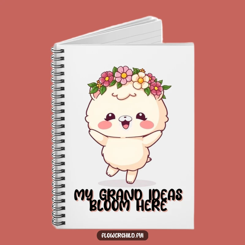 Funny Fluffy Animal Flower Crown Dancing Notebook: Jot Down Happy Thoughts
