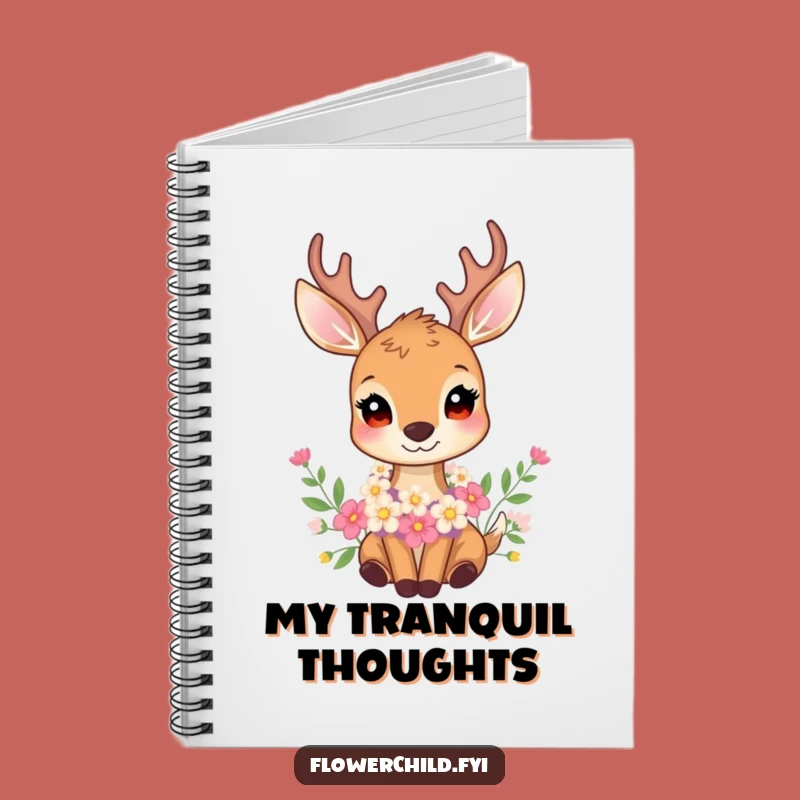 Funny Gentle Deer Flower Garland Notebook - Serene Nature Journal Gift
