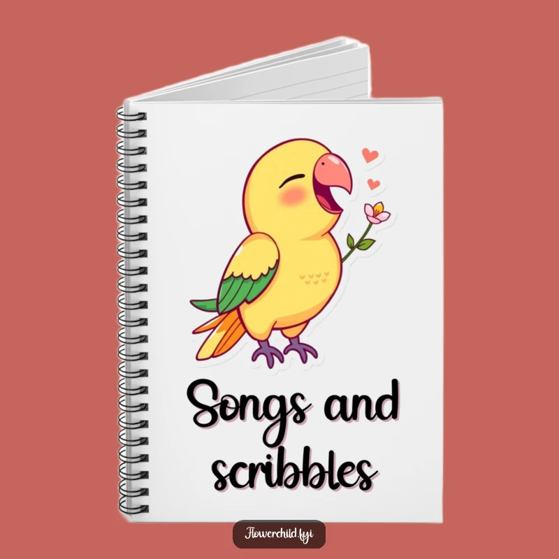 Funny Parrot Notebook: Cute Singing Parrot Flower Journal Gift