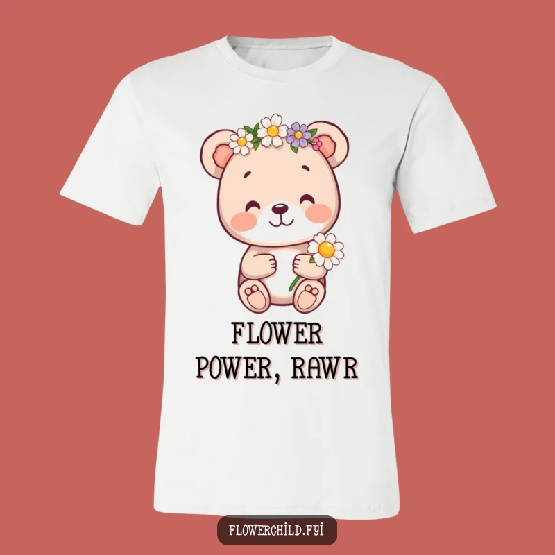 Funny Bear Cub Flower Crown T-Shirt - Cute Woodland Creature Tee