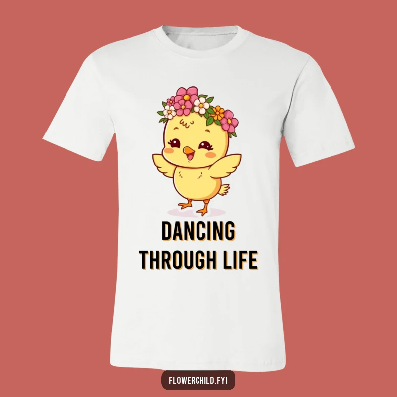 Funny Chick Dancing T-Shirt: Festive Flower Crown, Ideal Funny Gift!