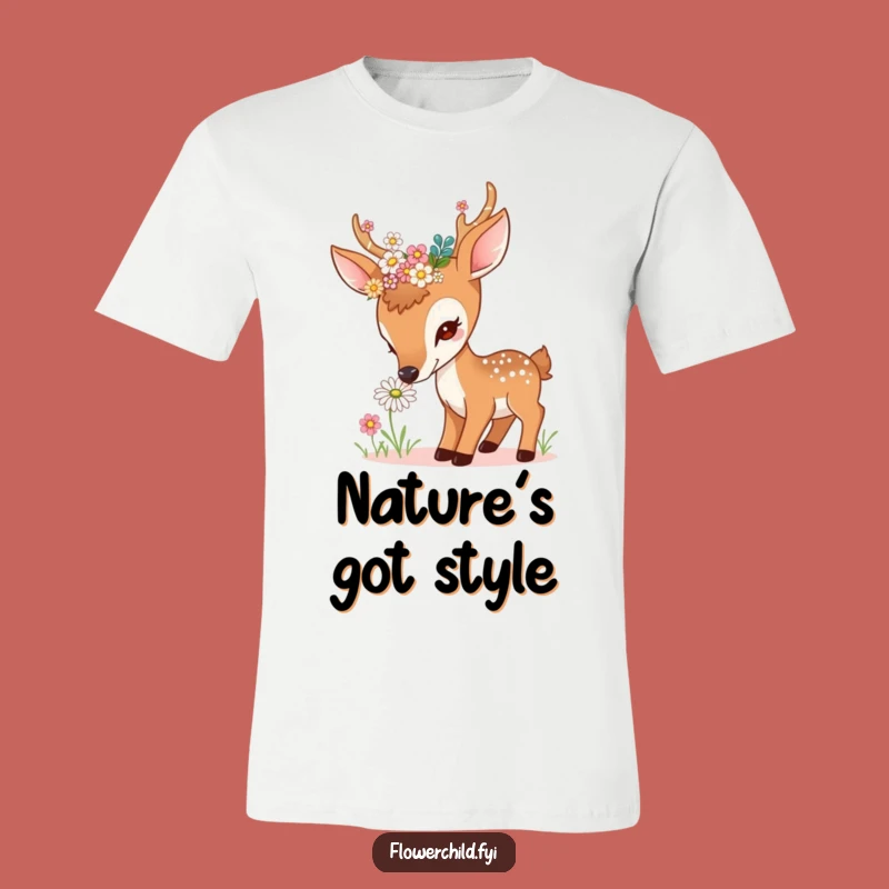 Funny Curious Deer Daisy T-Shirt - Embrace Nature's Charm