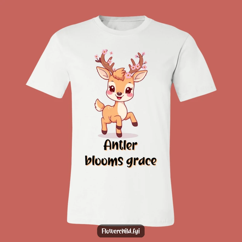 Funny Deer Prancing T-Shirt - Blossom Antler Graphic Shirt Gift