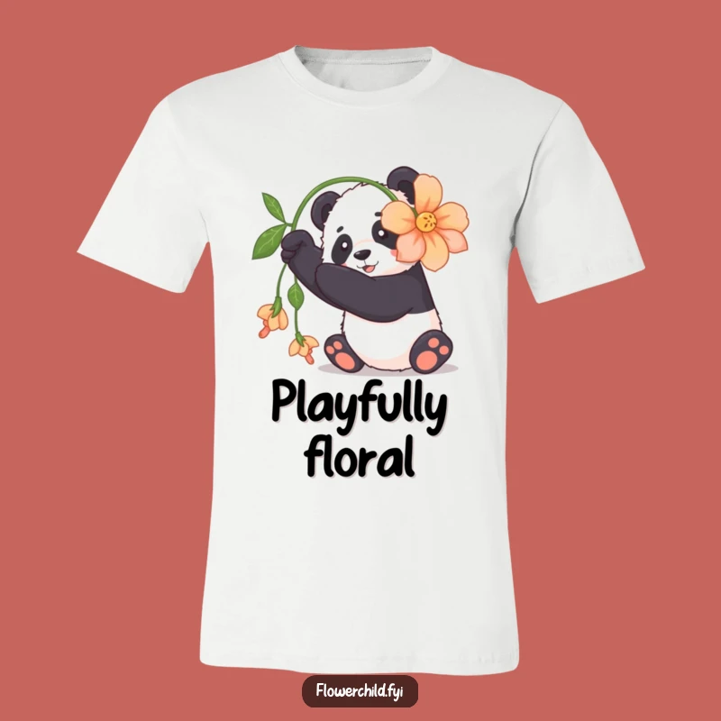 Funny Panda T-Shirt: Playful Cuddly Panda Flower Tee Gift