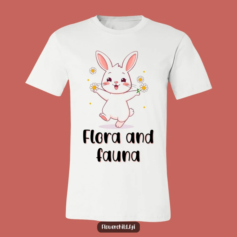 Funny Rabbit Daisy Dance T-Shirt: Cheerful Twirling Tee, Ideal Funny Gift