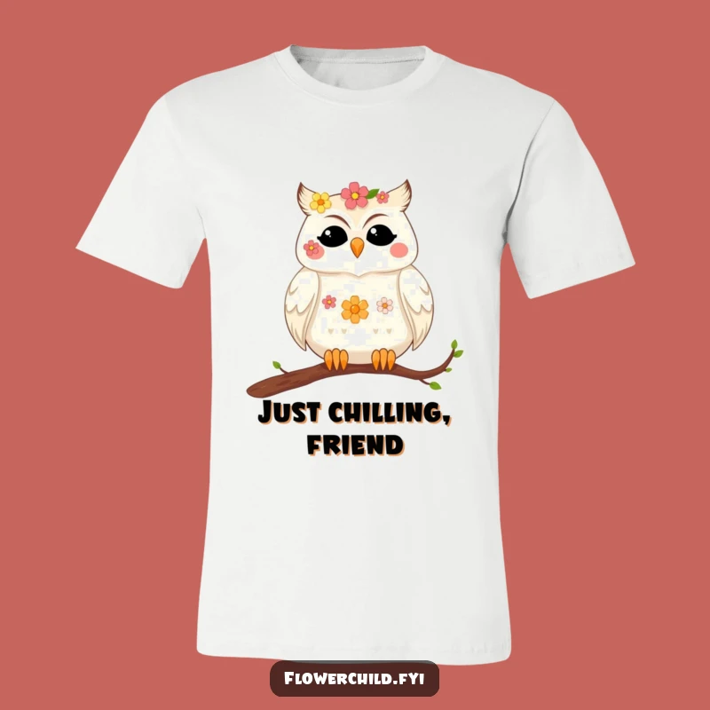 Funny Contented Owl T-Shirt - Whimsical Bird Tee for Nature Fans