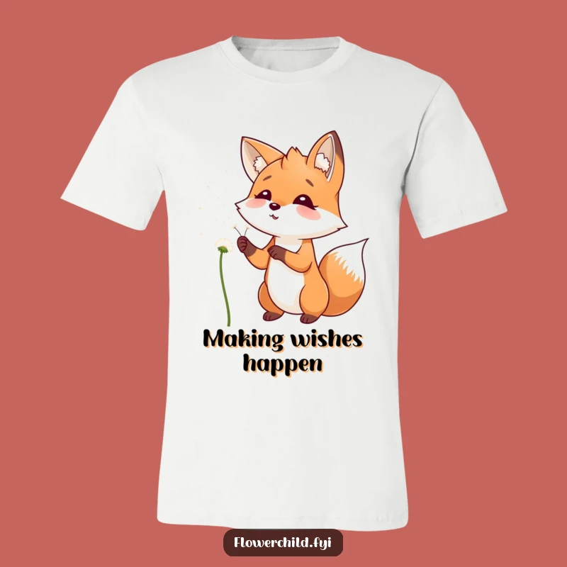 Funny Fox Dandelion Wish T-Shirt: Playful Blowing Tee, Ideal Funny Gift