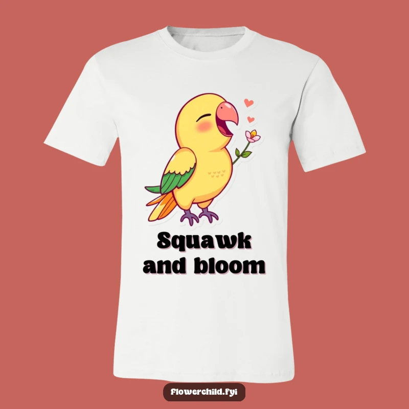 Funny Parrot T-Shirt: Vibrant Singing Parrot Flower Tee Gift