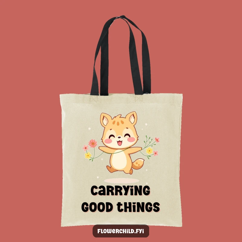 Funny Happy Animal Flower Tote Bag - Joyful Carry-All for Everyday Smiles