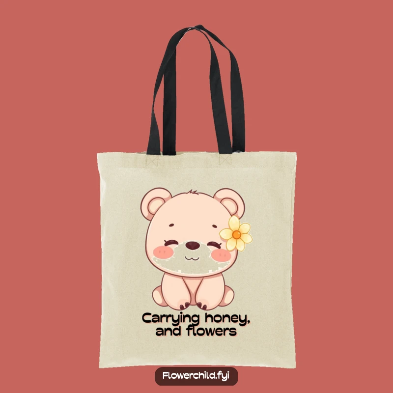Funny Bear Cub Flower Tote Bag - Stylish & Gentle Accessory