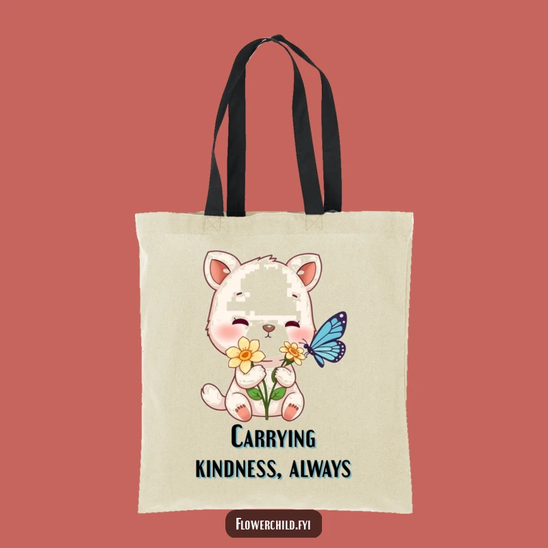 Funny Gentle Animal Flower Offering Tote Bag: Carry Compassion Daily