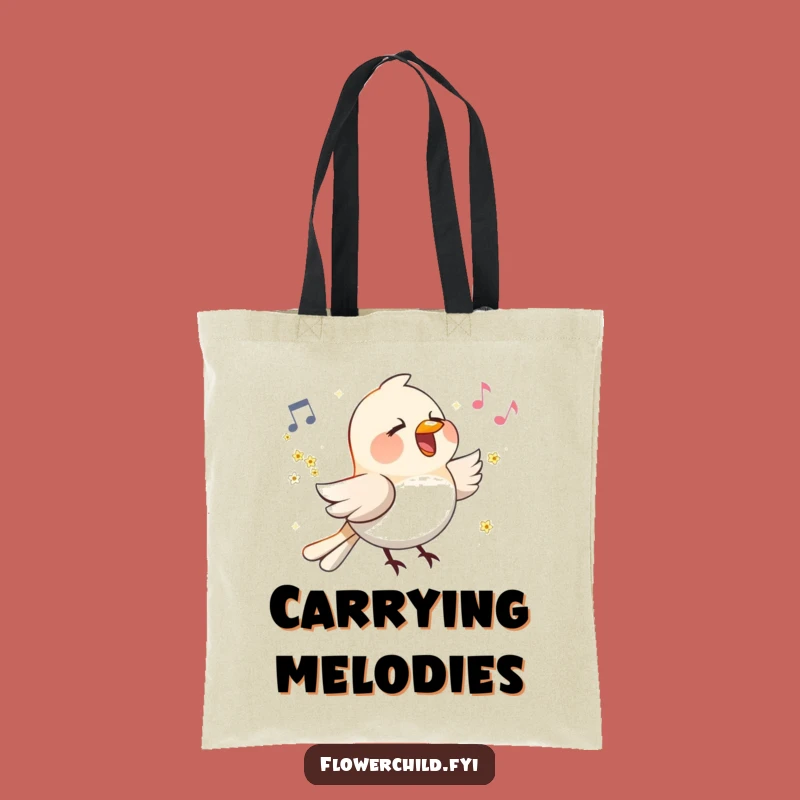 Funny Singing Bird Flower Wings Tote Bag: Happy Melody Maker, Chic Funny Gift for Shoppers