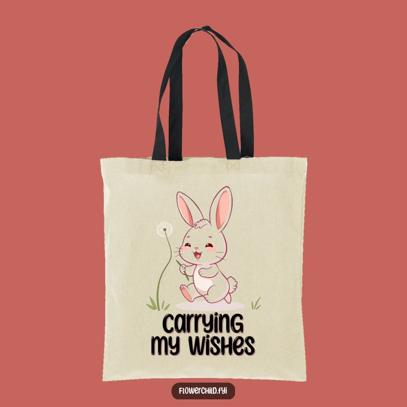 Funny Bunny Tote Bag: Playful Dandelion Chase, Eco-Chic Funny Gift
