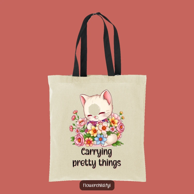 Funny Charming Kitten Bouquet Tote Bag: Carry Your Floral Delight