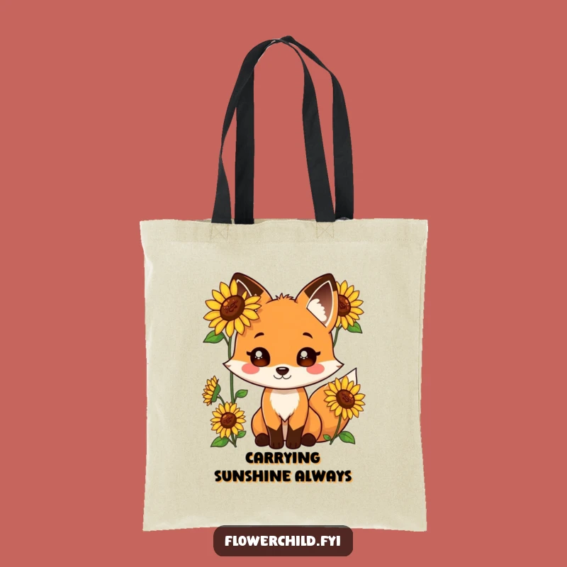 Funny Fox Sunflower Tote Bag: Carry Nature's Playfulness - A Chic Funny Gift!