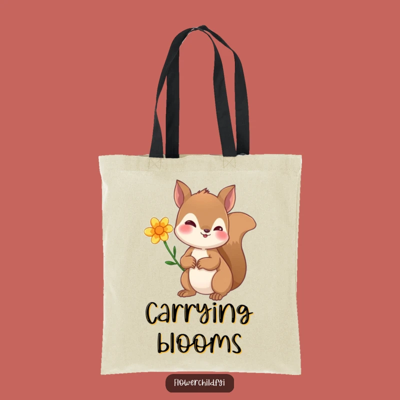 Funny Curious Squirrel Flower Ear Tote Bag - Cute Woodland Accessory Gift