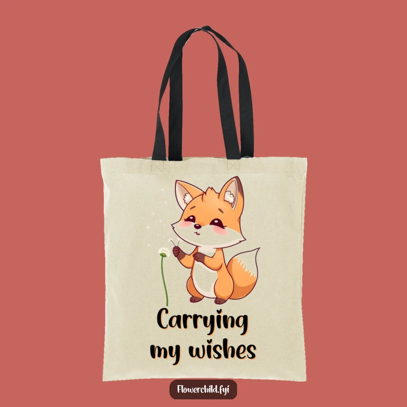 Funny Fox Dandelion Wish Tote Bag: Playful Blowing Carryall, Practical Funny Gift
