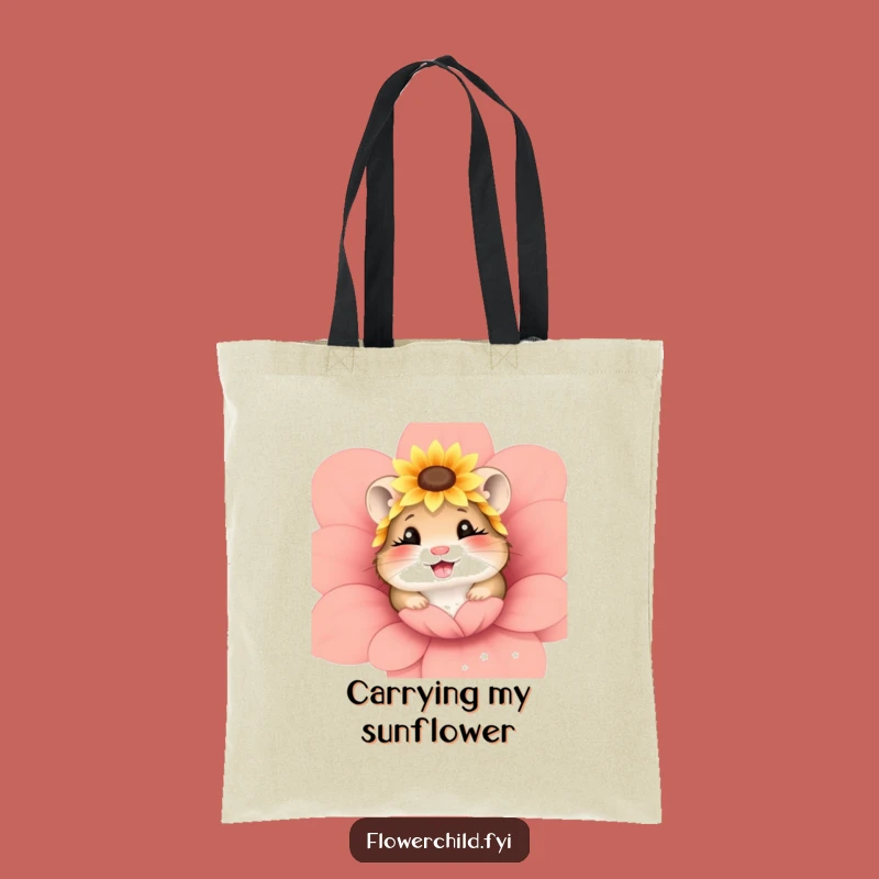 Funny Giggling Hamster Sunflower Tote Bag - Chic & Hilarious Pet Accessory