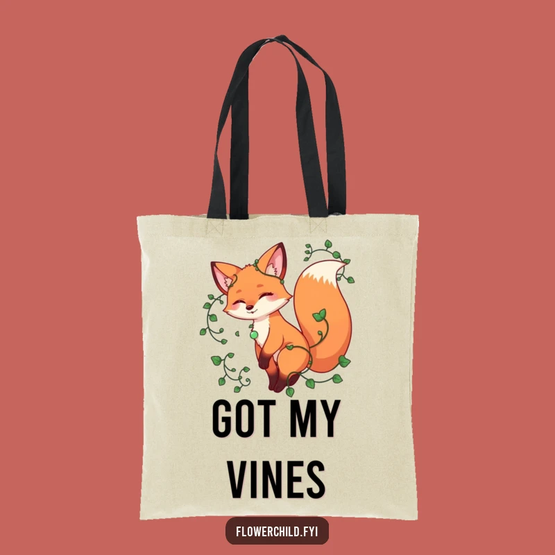 Funny Playful Fox Vines Tote Bag - Eco-Friendly Nature Accessory