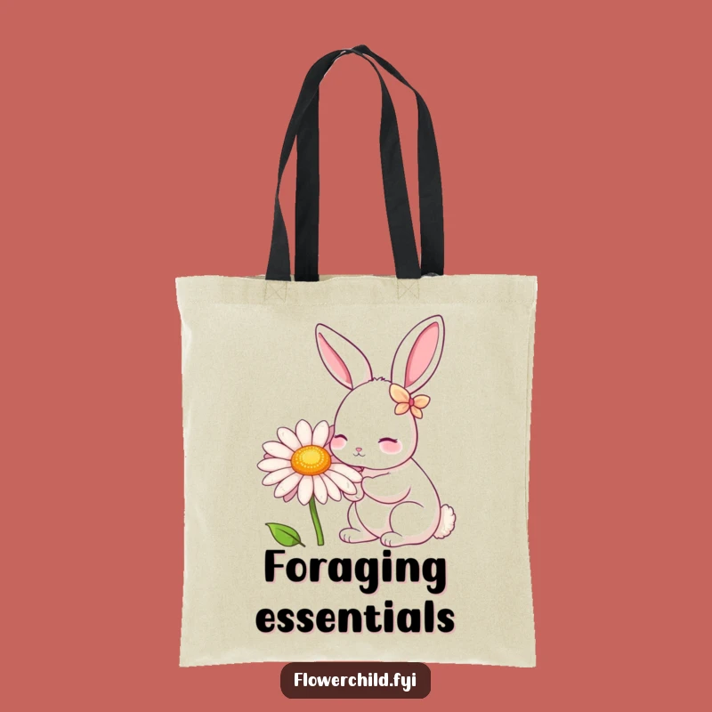 Funny Rabbit Daisy Nibbler Tote Bag: Petal-Eared Friend, Practical Funny Gift for Shoppers