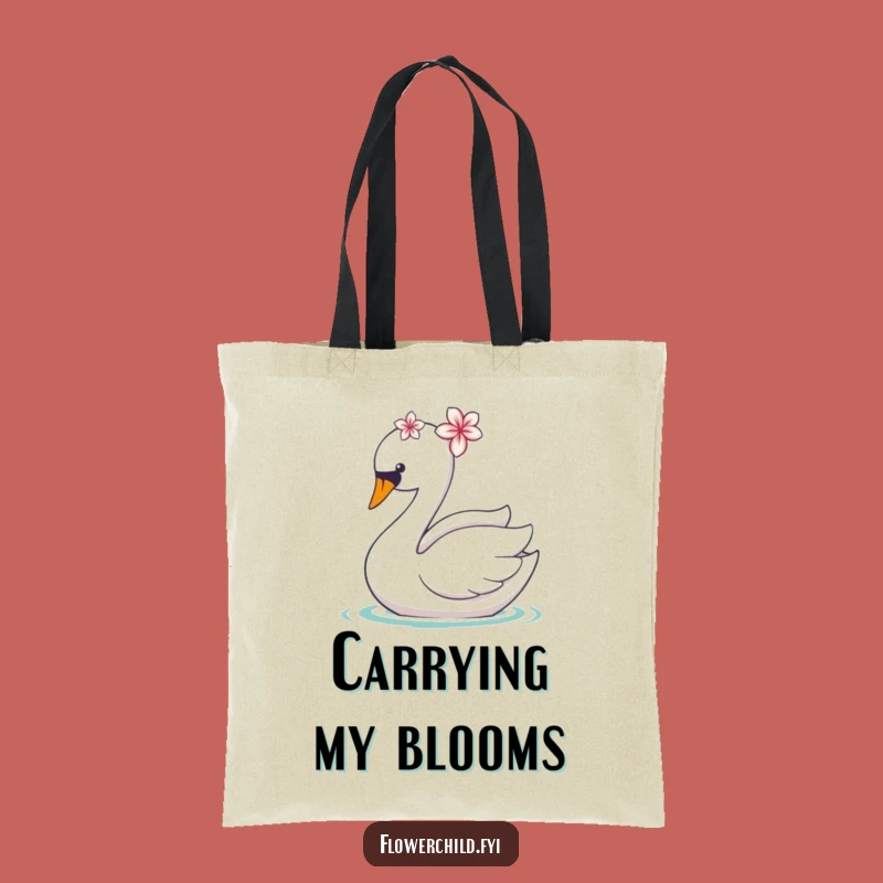 Funny Swan Flower Tote Bag: Stylish & Humorous Gift for Shopping